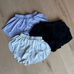 Set of Three Girl’s Butterfly Shorts - Black, White, and Light Purple